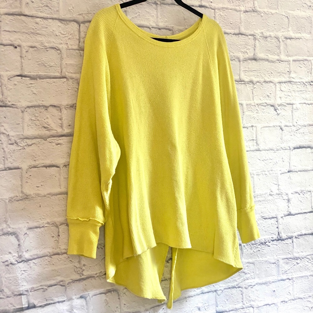 WE THE FREE AMELIA THERMAL TOP NEON YELLOW MEDIUM NWOT